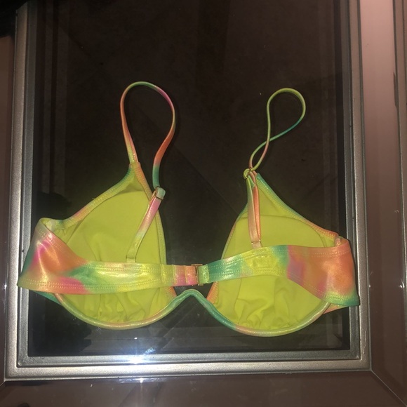 Multicolored neon bikini top shiny large - Picture 2 of 3